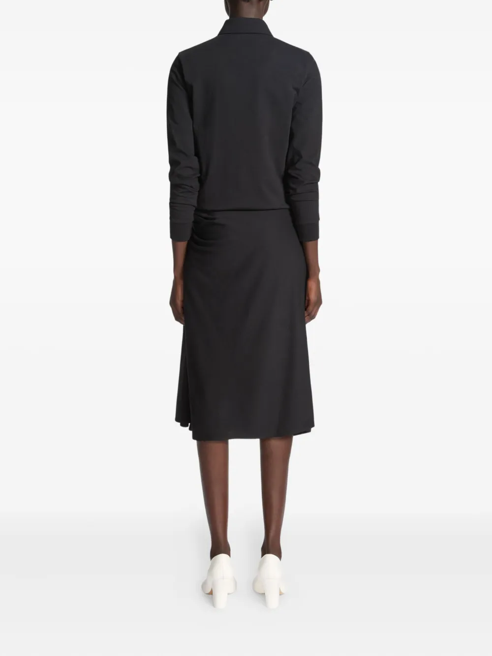 DRIES VAN NOTEN Gedrapeerde midi-rok met knoopdetail Zwart