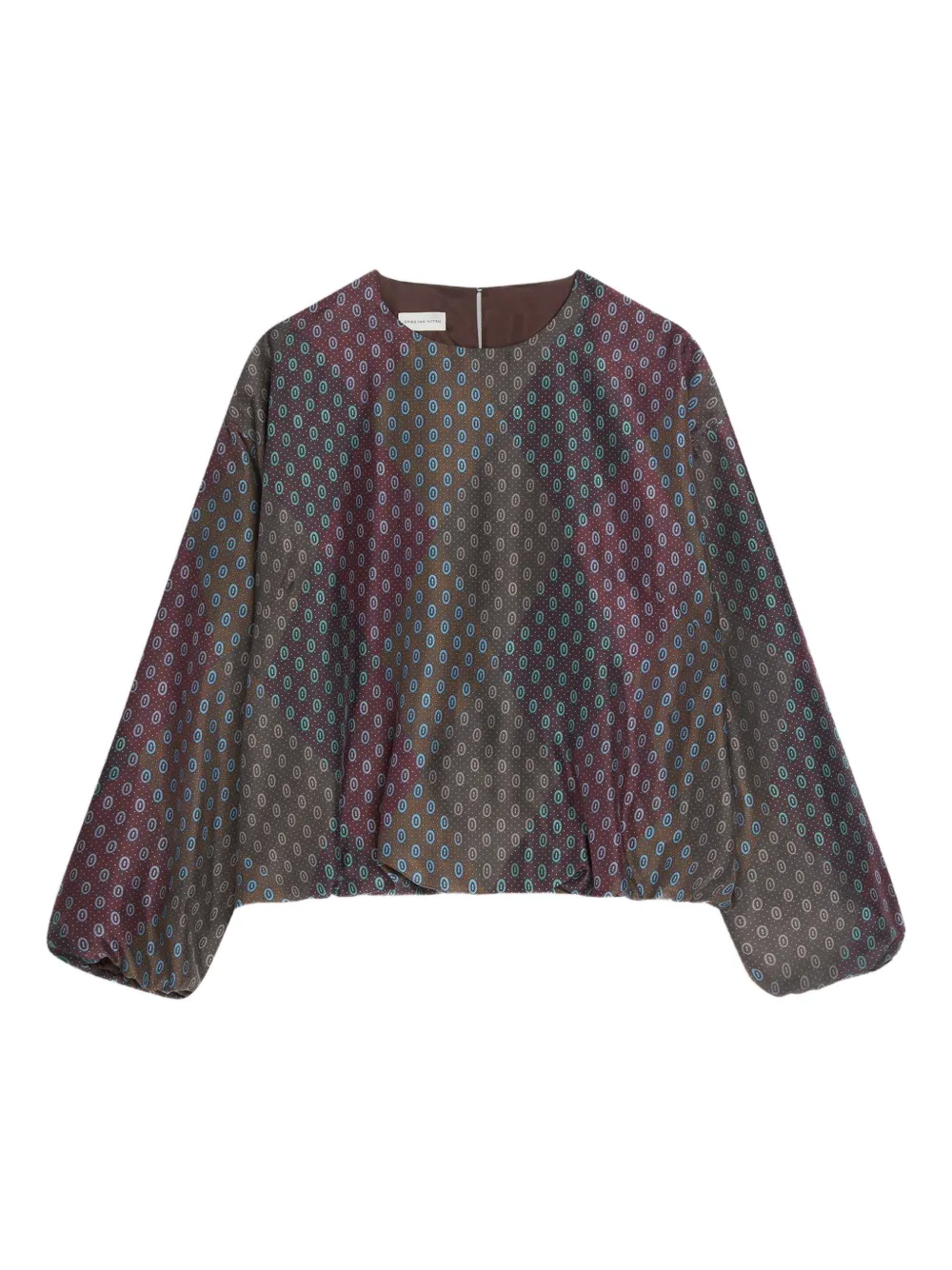 Dries Van Noten Geometric-print Blouse In Brown