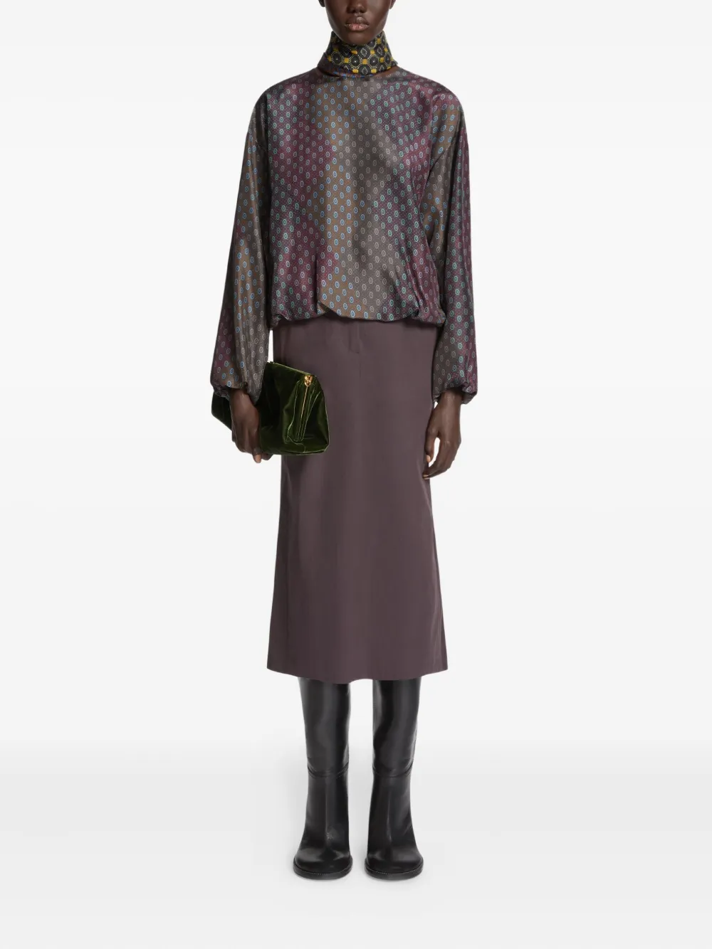 Dries Van Noten Geometric-print Blouse In Brown