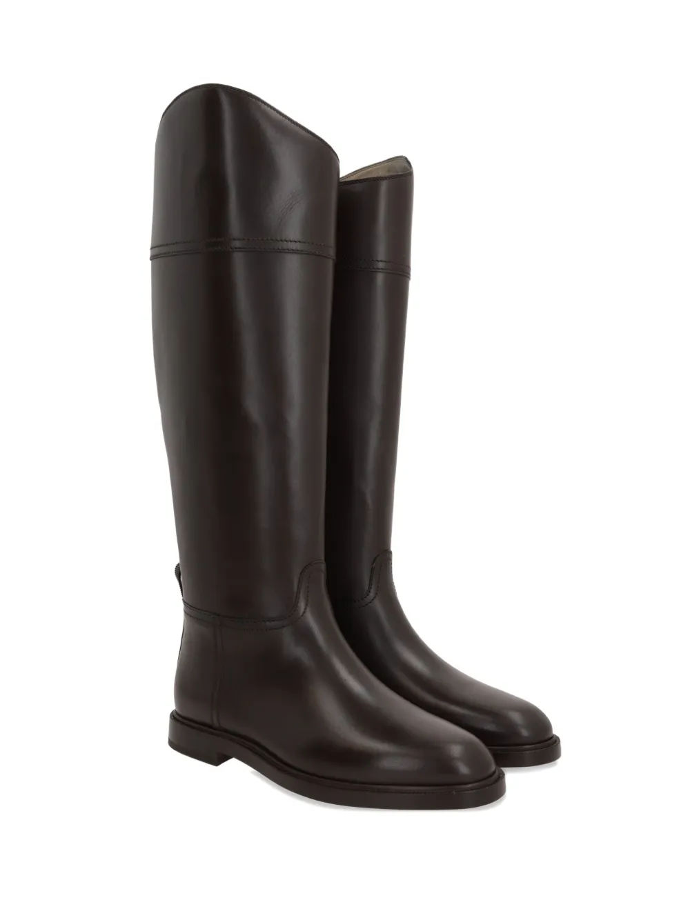 Brunello Cucinelli side-zip calf leather boots Brown