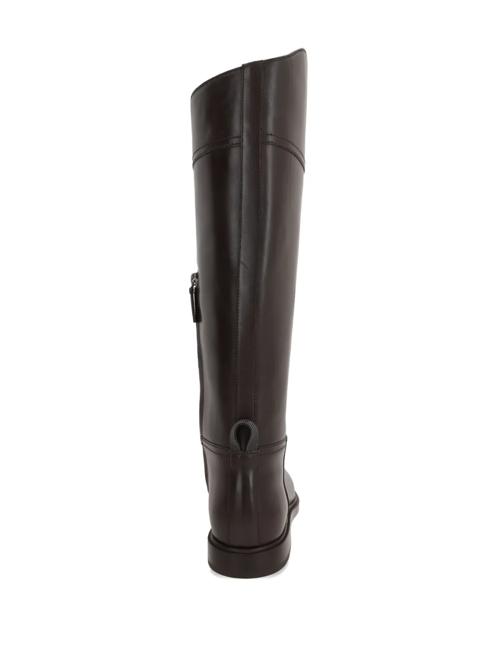 Brunello Cucinelli side-zip calf leather boots Brown