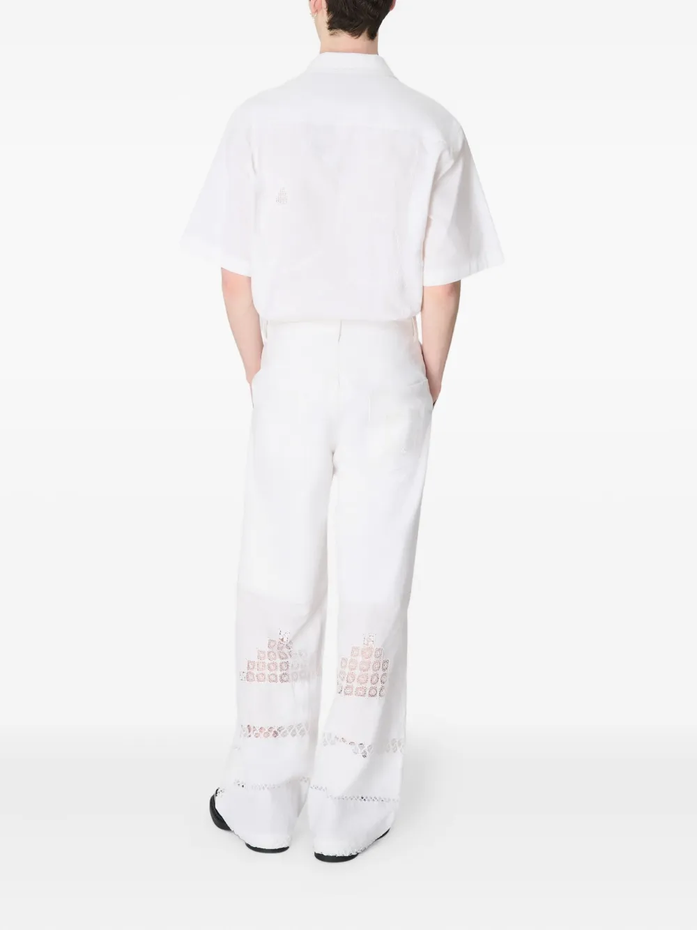 Marine Serre Lace-panel Trousers In White