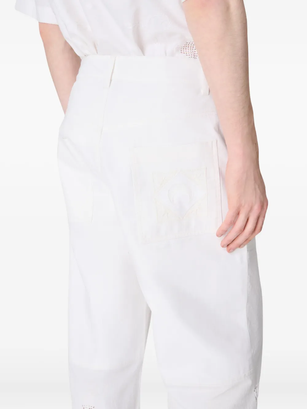 Marine Serre Lace-panel Trousers In White