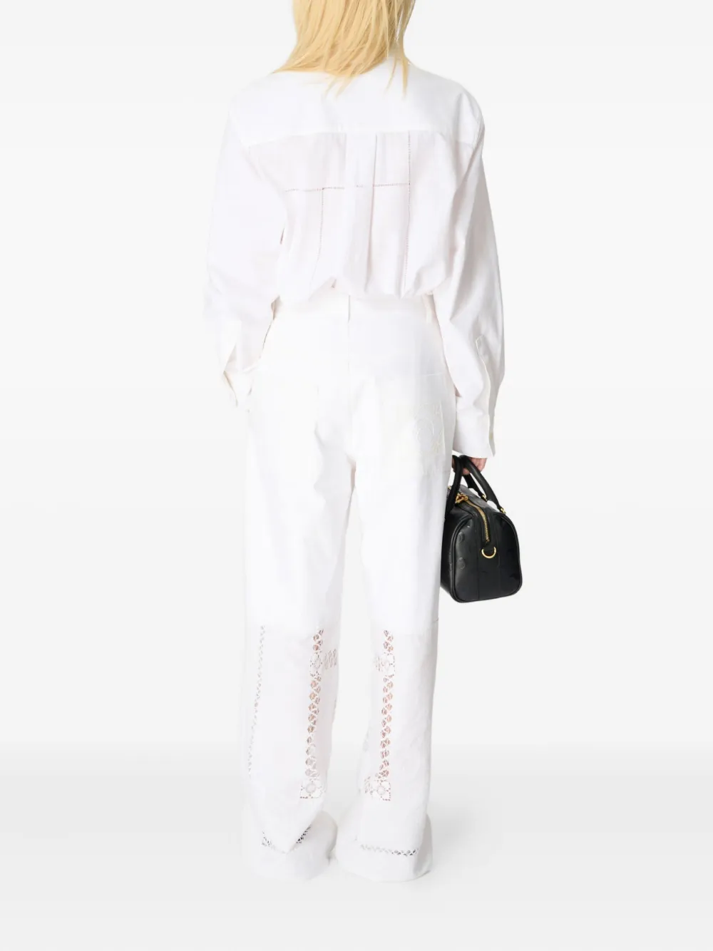 Marine Serre Lace-panel Trousers In White