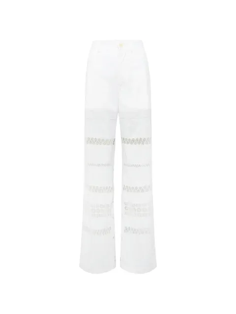 Marine Serre pantalones con panel de encaje