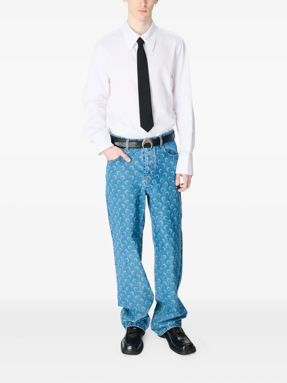 Marine Serre Moon-print jeans - Blauw