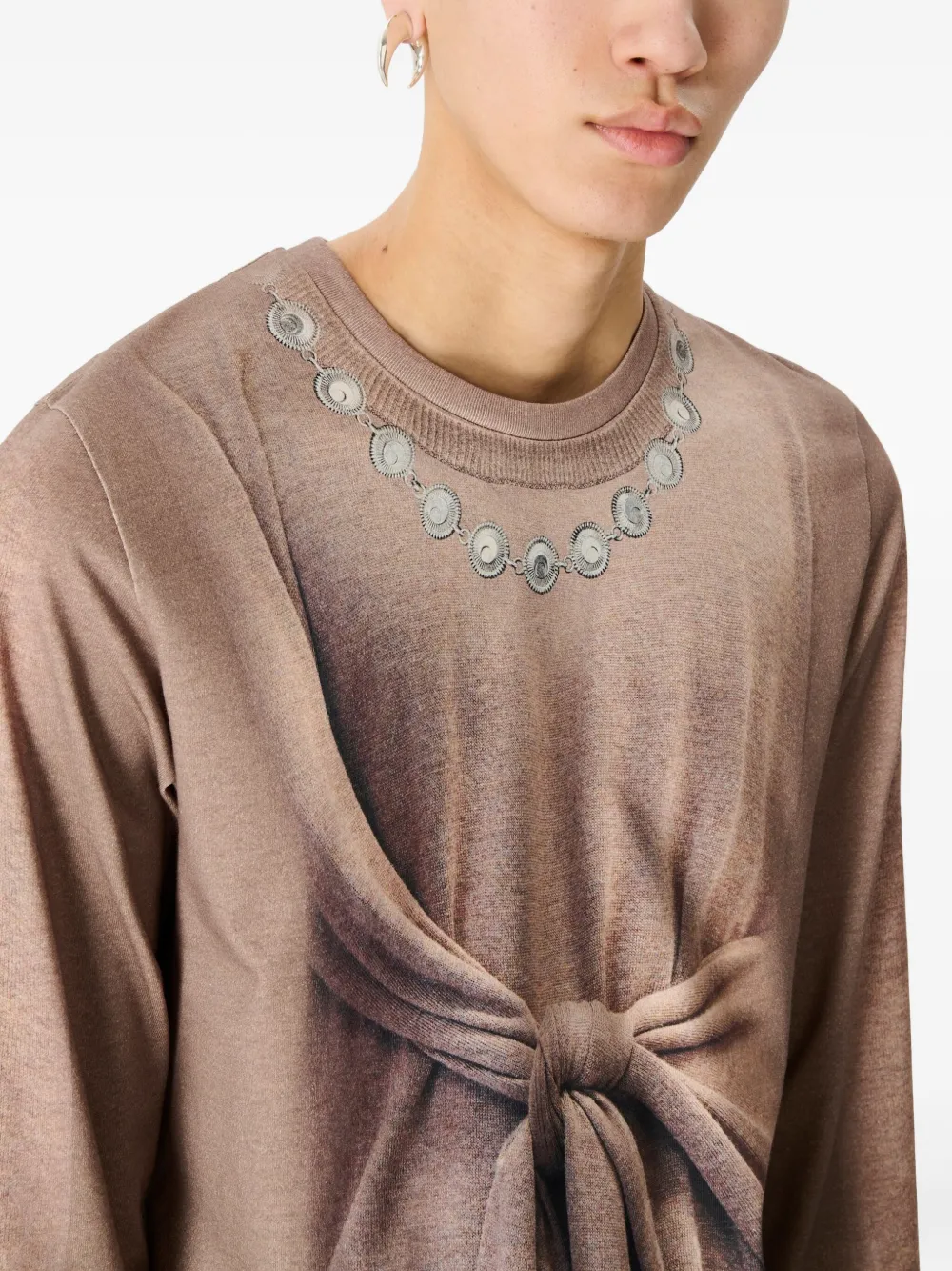 Marine Serre Trompe L'oeil top Beige