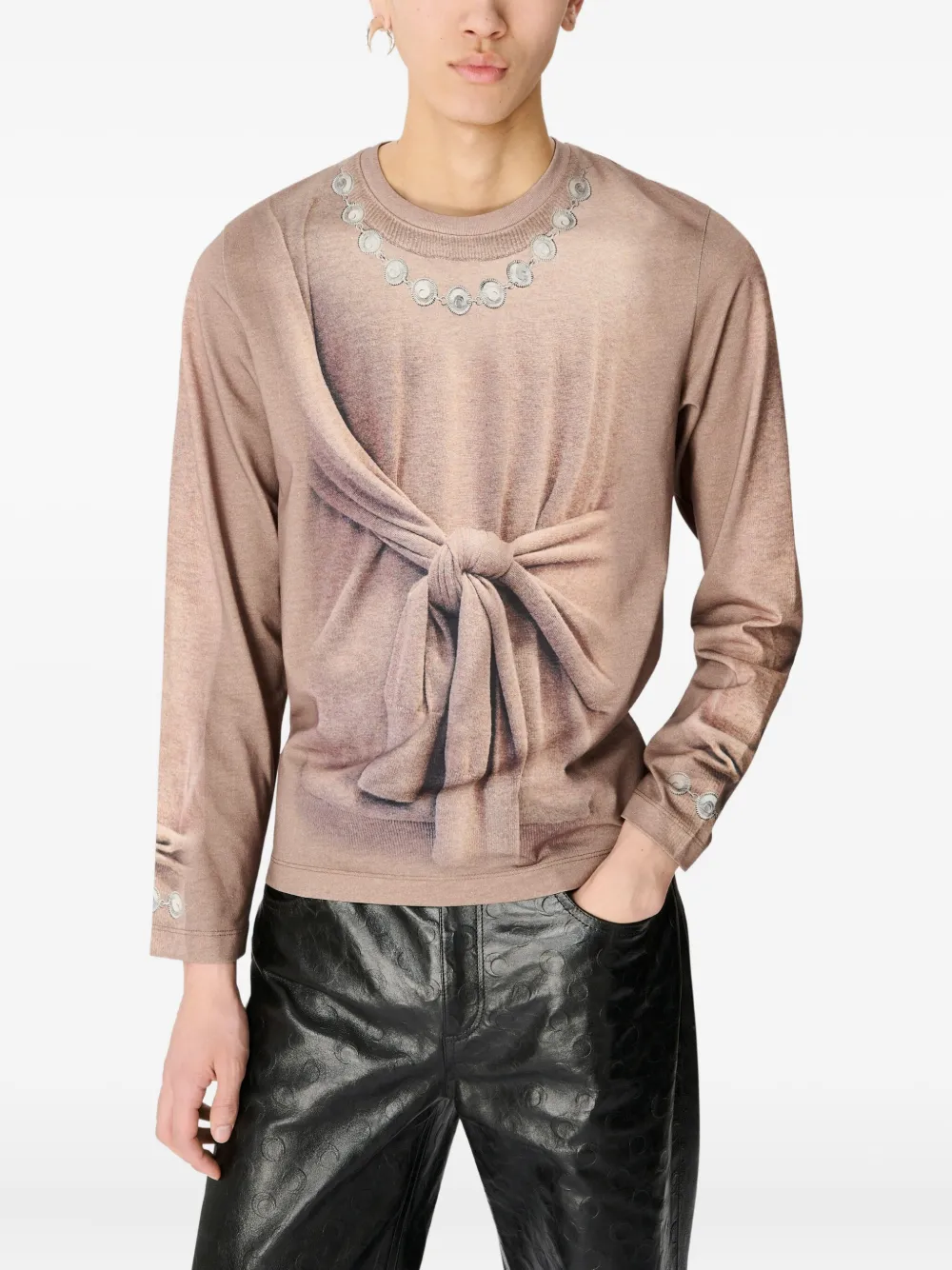 Marine Serre Trompe L'oeil top - Beige