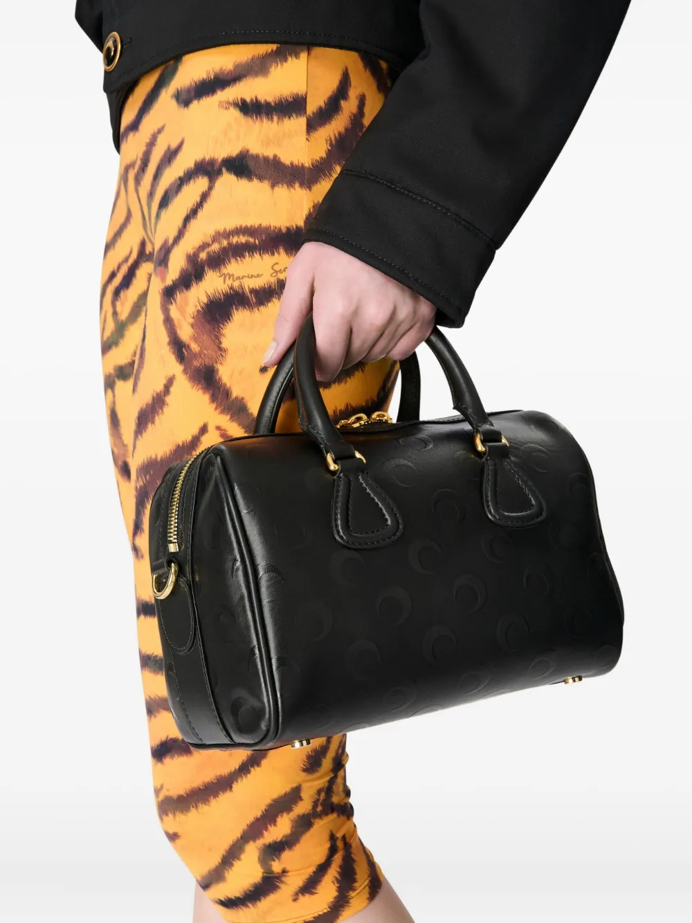 Marine Serre Moon Canvas Strike Bag In Black