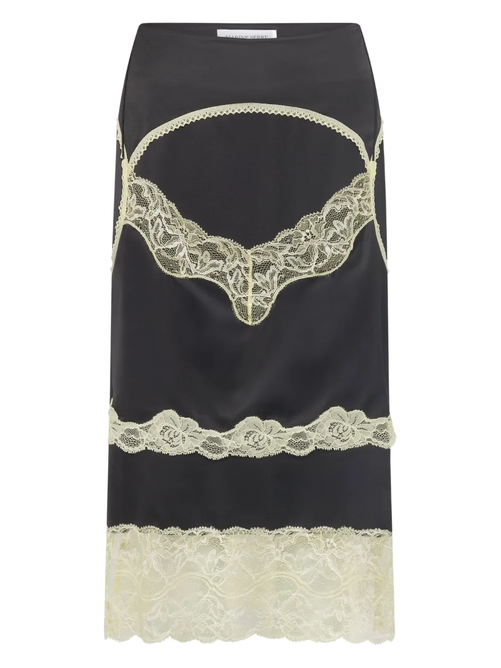 Marine Serre lace-panelled satin skirt | Black | Image 1