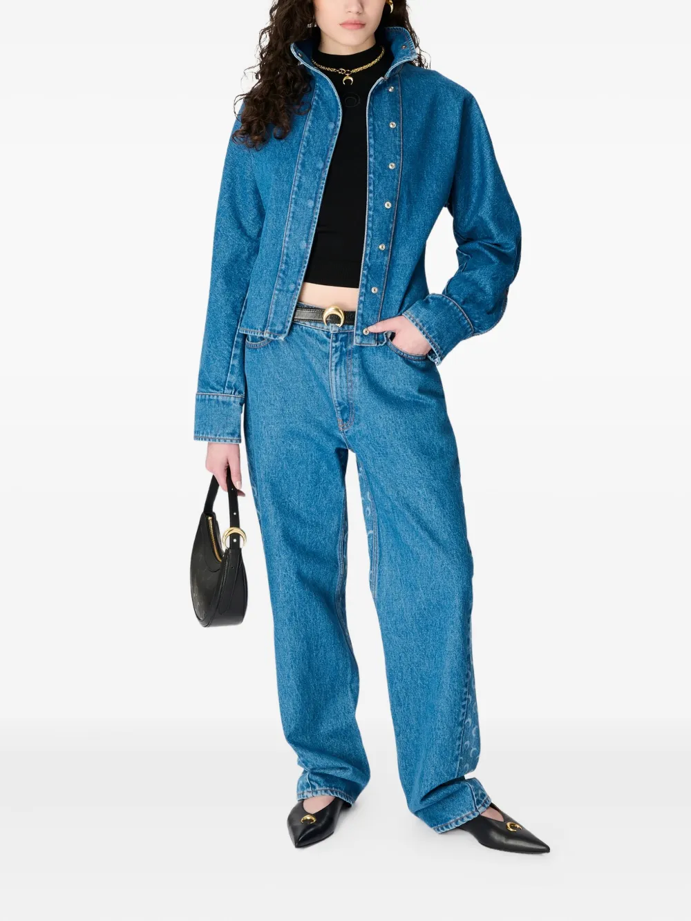 Marine Serre Moon Laser denim blouse - Blauw