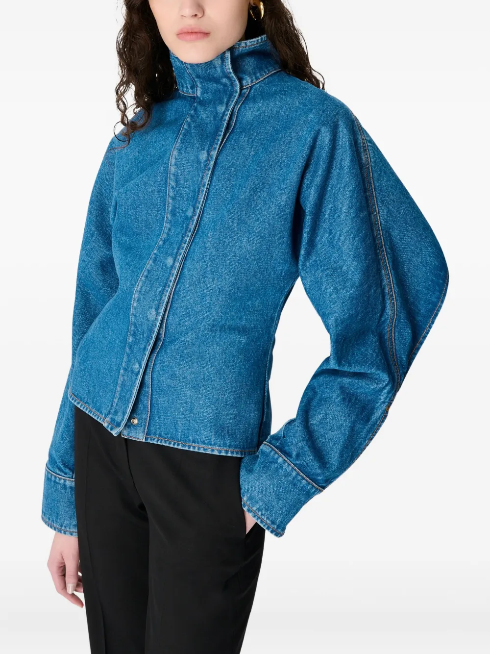 Marine Serre Moon Laser denim blouse Blauw
