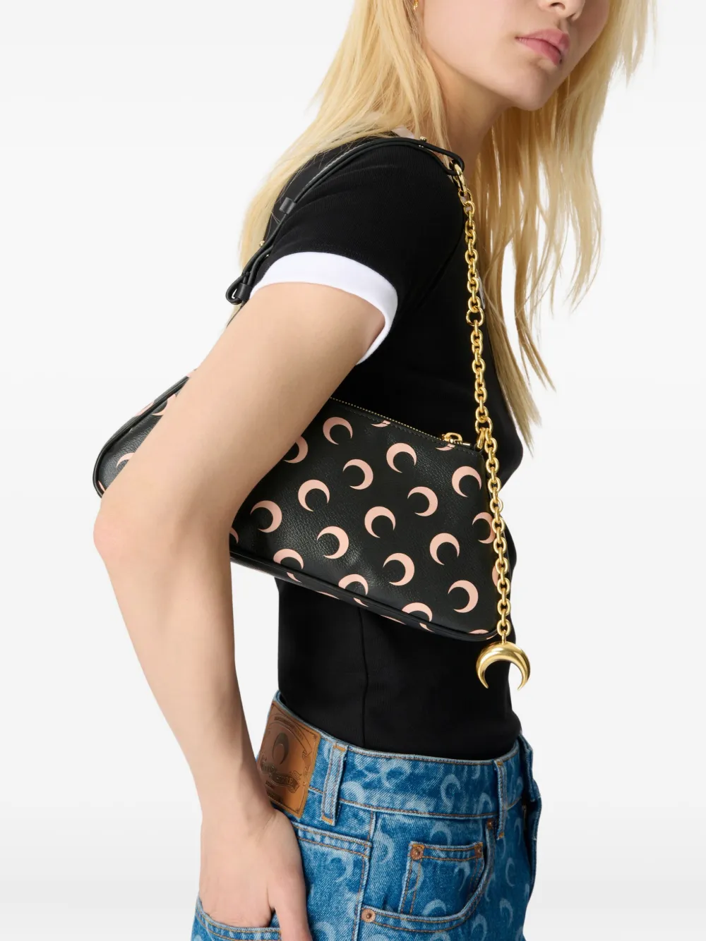 Marine Serre canvas clutch bag - Zwart