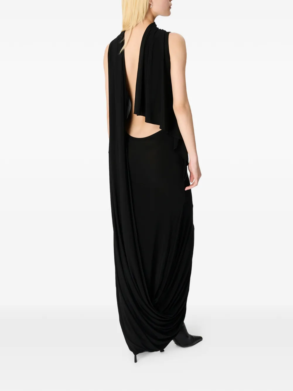  Marine Serre Draped Open-back Dress - Black 