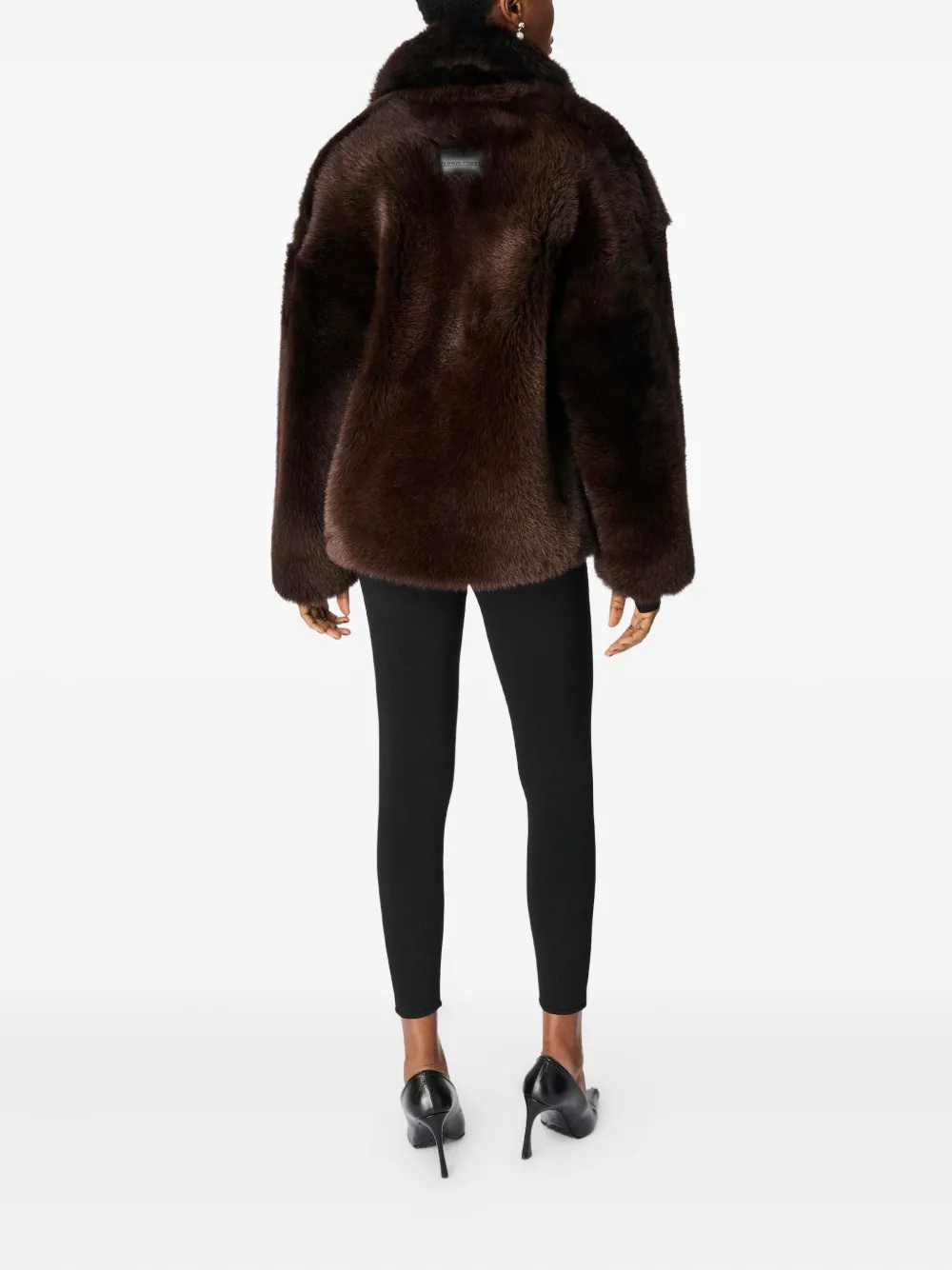 Marine Serre Hairy Shearling Leather Caban In Brown