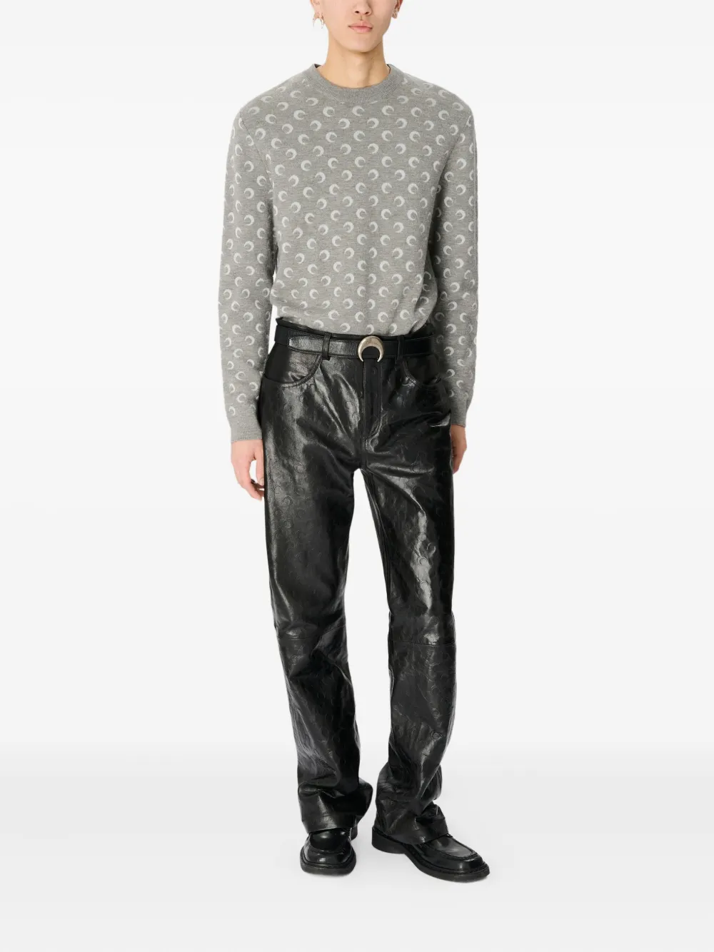 Marine Serre moon-jacquard sweater - Grijs