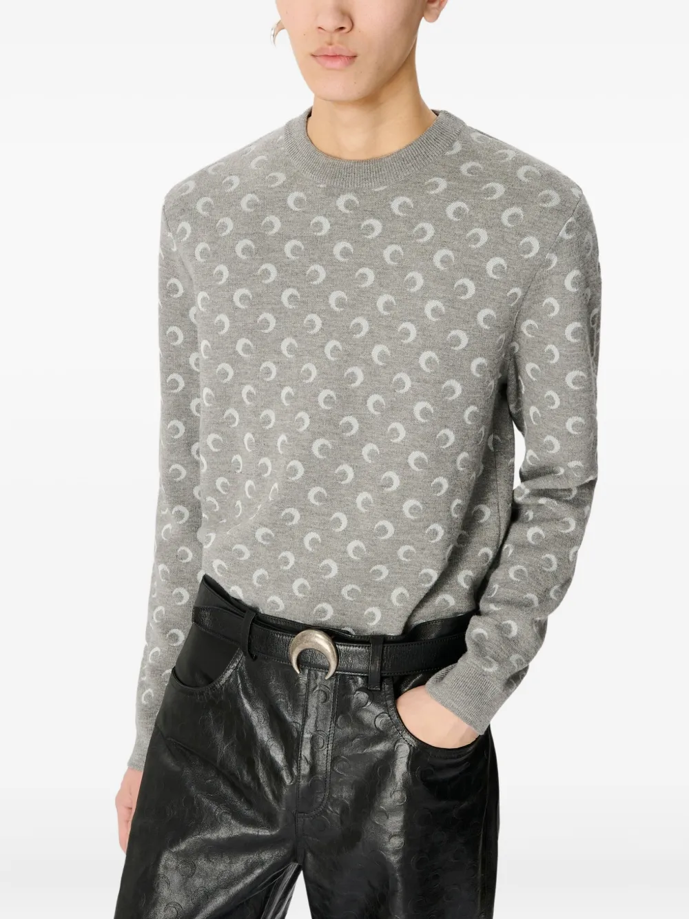 Marine Serre Trui met maan jacquard Grijs