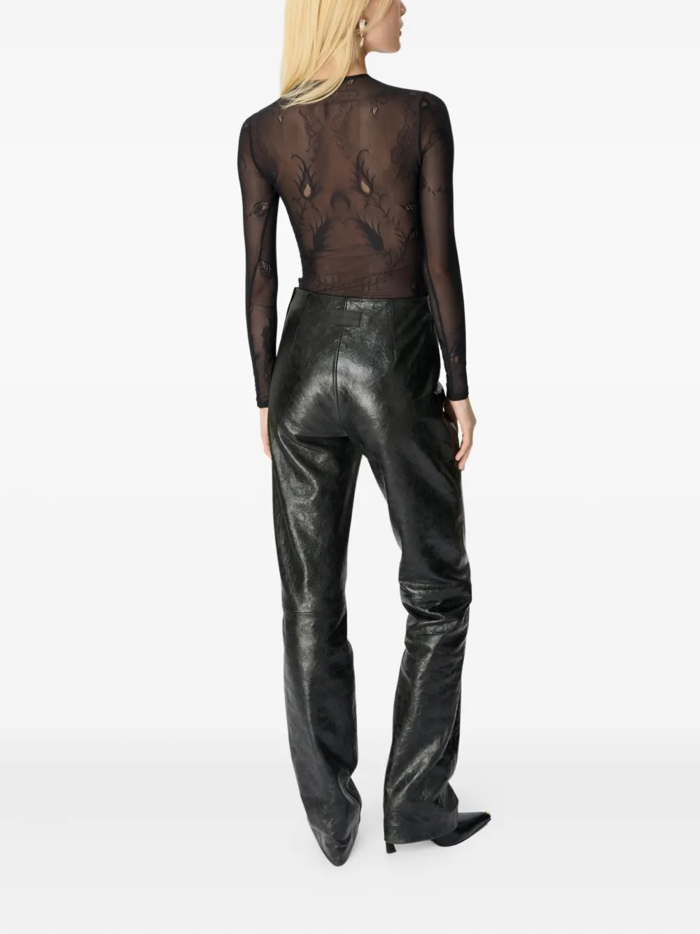 Marine Serre Glossy Moon broek Zwart