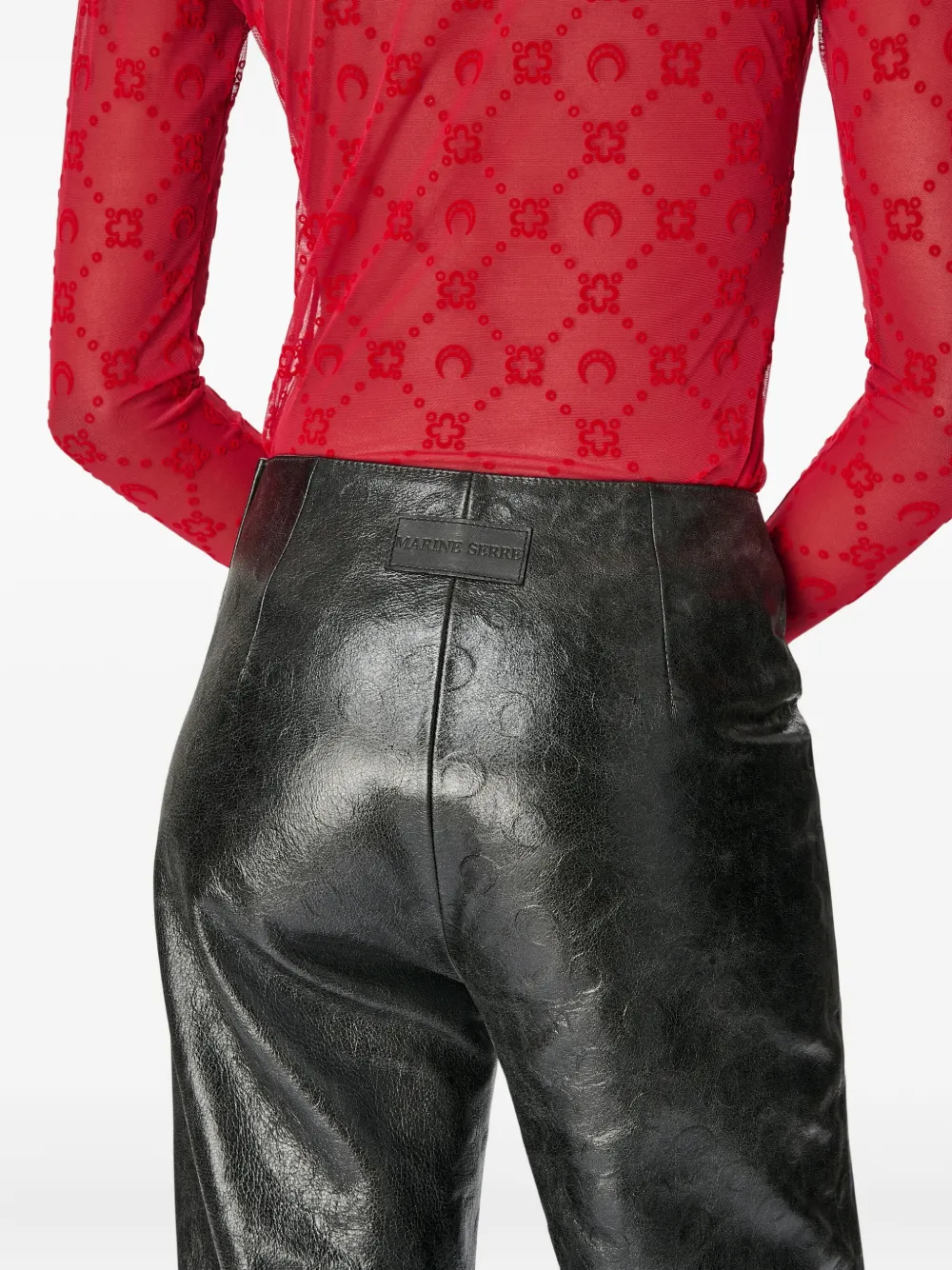 Marine Serre Glossy Moon broek Zwart