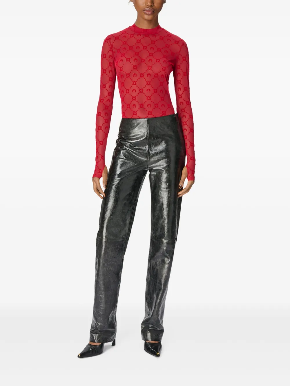 Marine Serre Glossy Moon trousers - Zwart