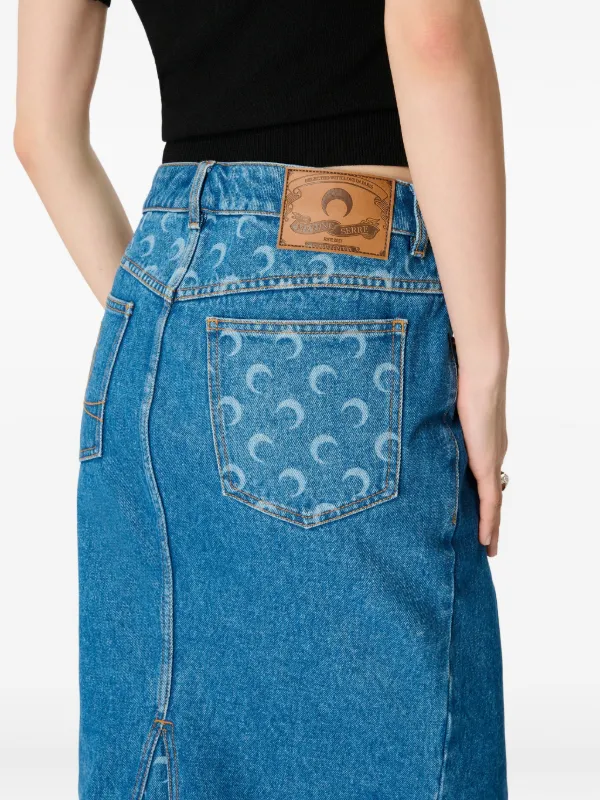 MARINE SERRE スカート Marine Serre Moon Laser Denim Midi Skirt | Blue | FARFETCH