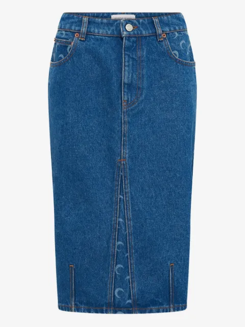 Marine Serre Moon Laser denim midi skirt