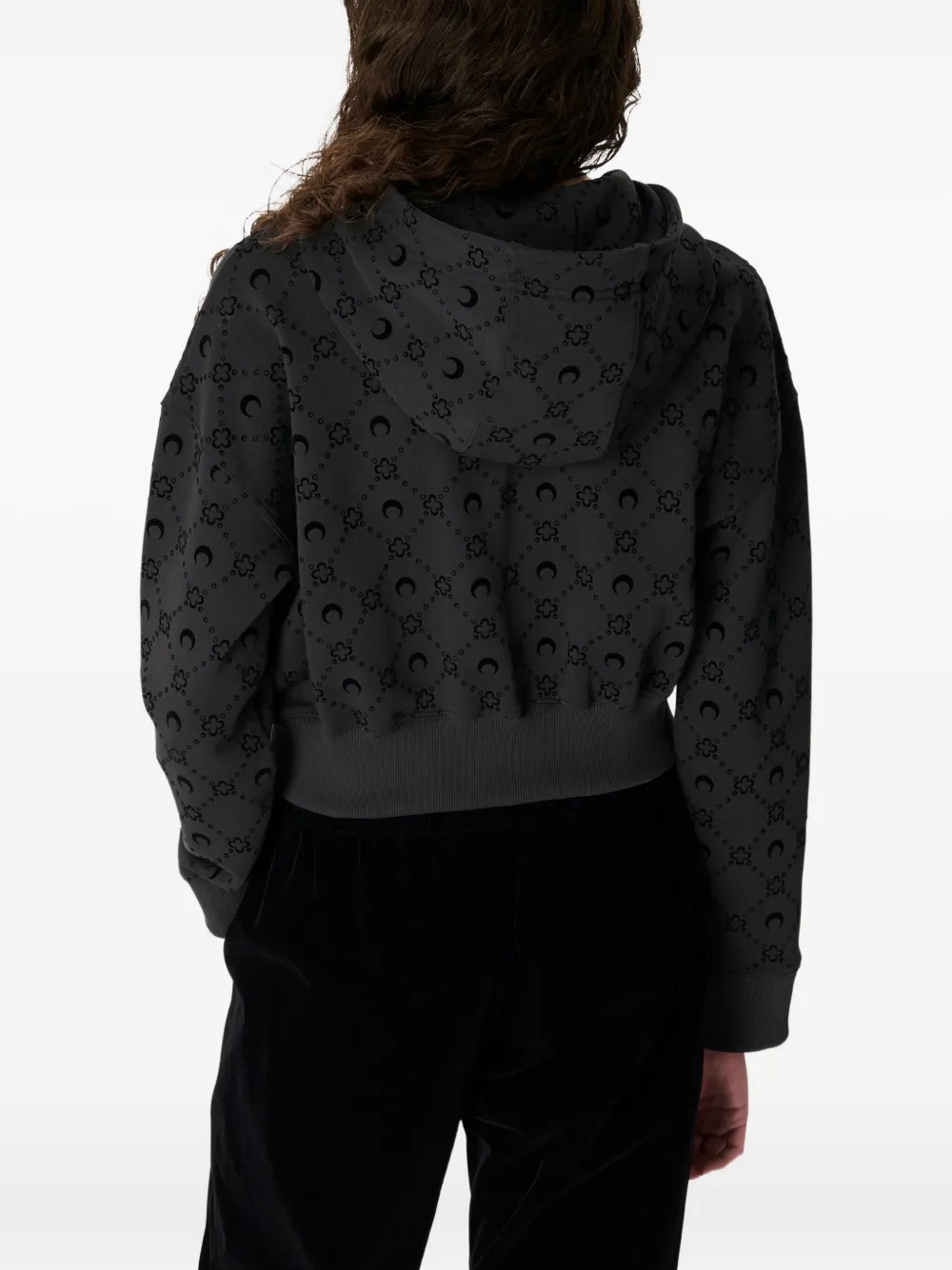 Marine Serre Hoodie met monogram-print en rits Zwart