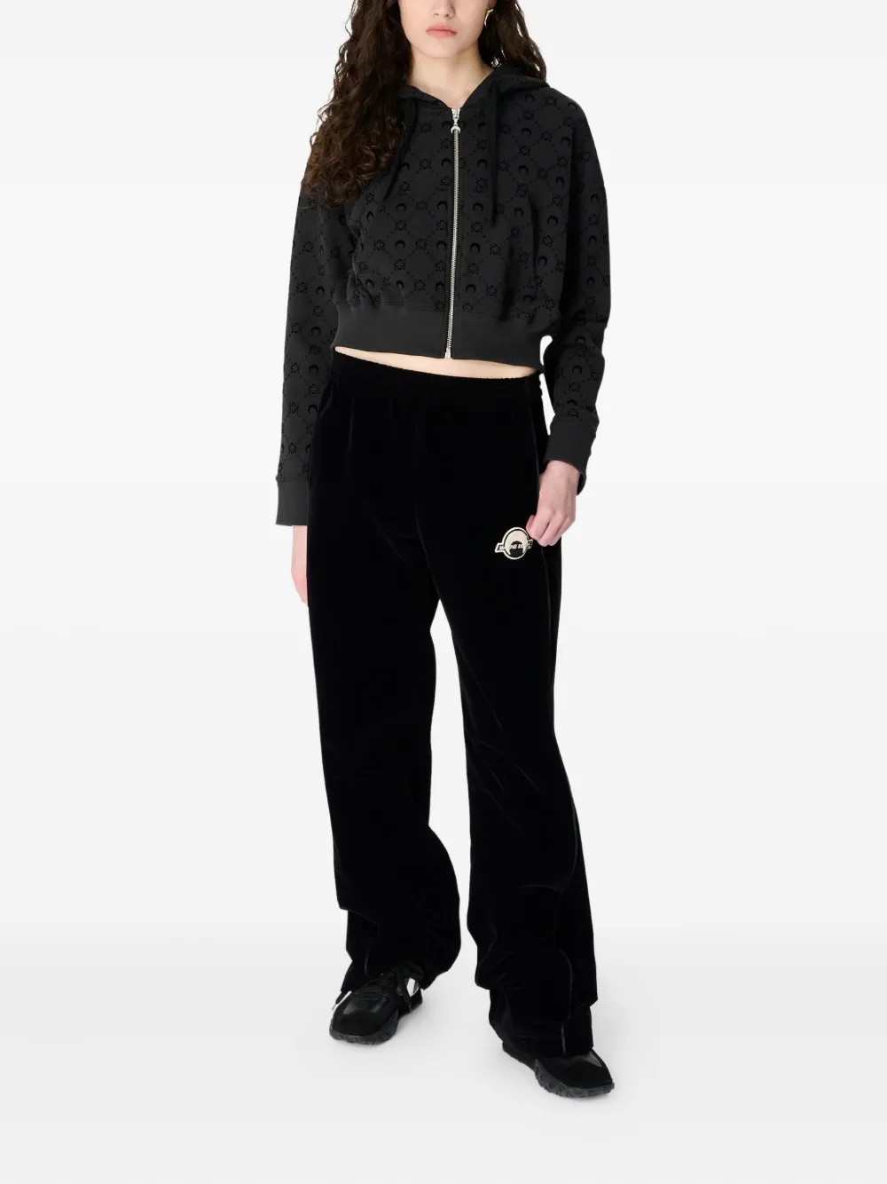 Marine Serre moonogram-pattern zip-up hoodie | Cropped Jackets | Image 2