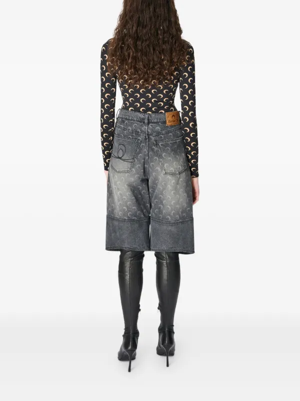 Marine Serre ムーン デニムショートパンツ | グレー | FARFETCH JP