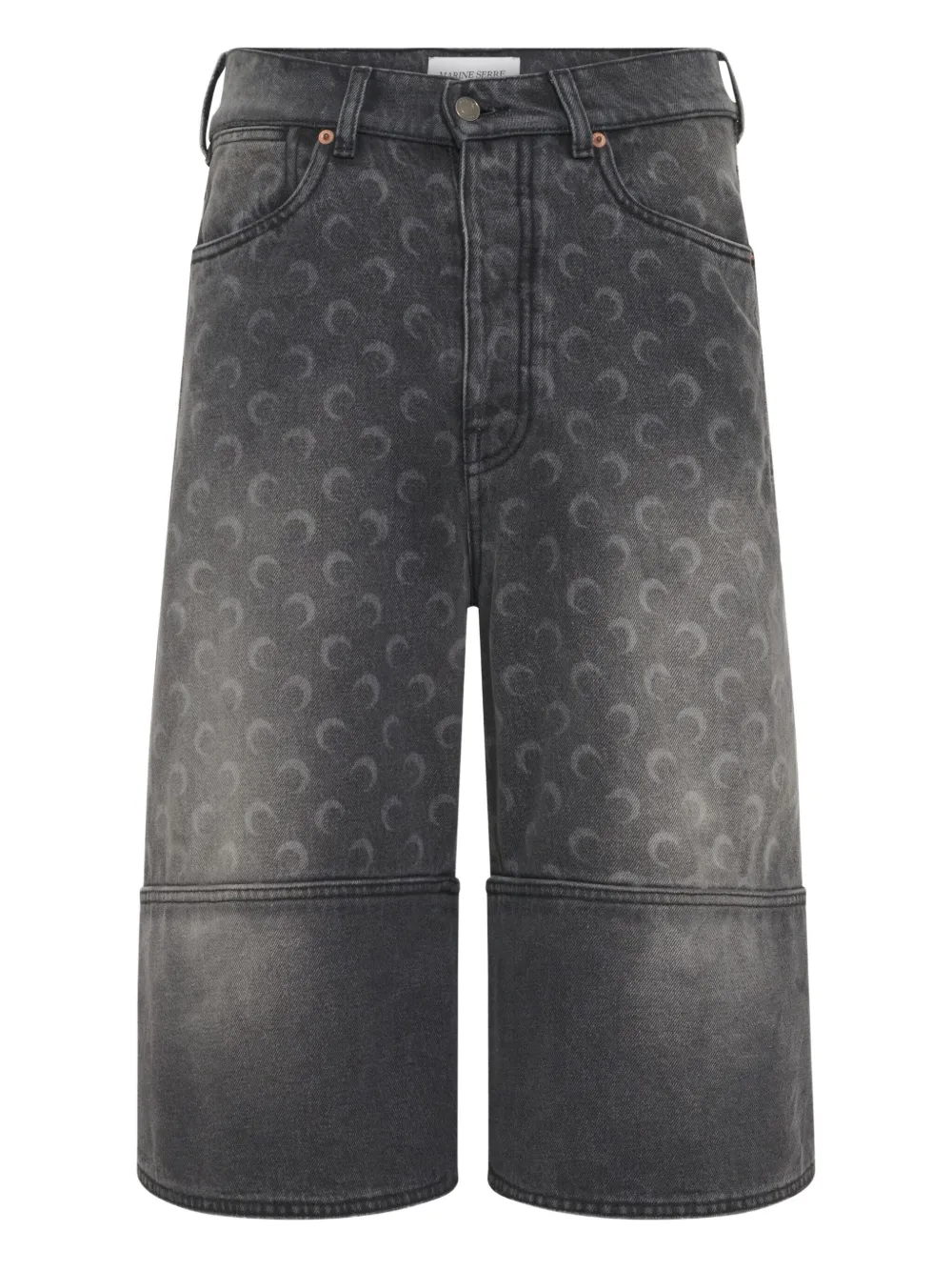Marine Serre Moon Denim Shorts In Gray