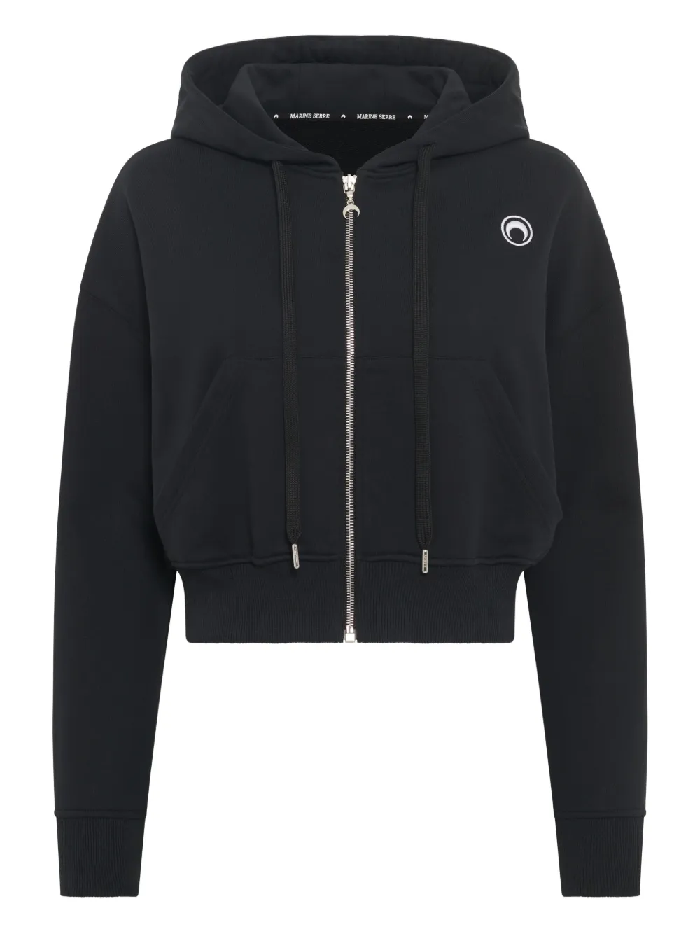 Marine Serre Moon-logo Zip-fastening Hoodie In Black