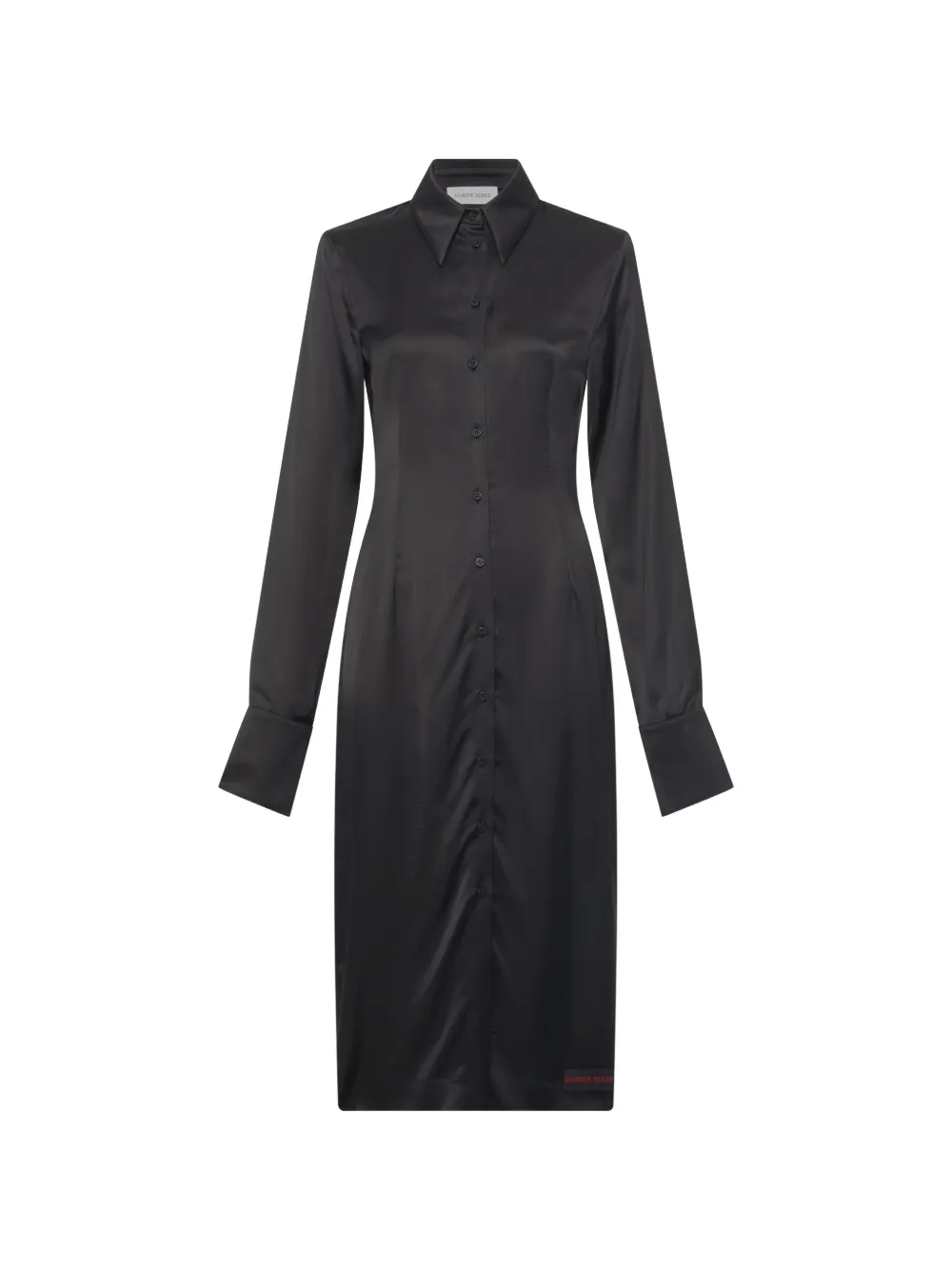 Marine Serre satin wrapped shirt midi dress – Black