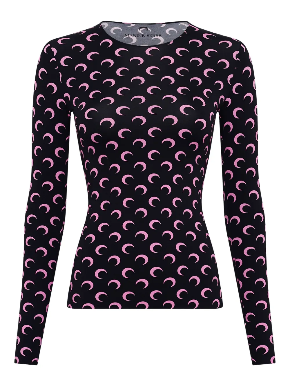 Marine Serre moon printed jersey top | Black | Image 1