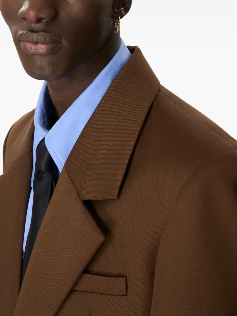 Marine Serre Wool Boxy Blazer In Brown
