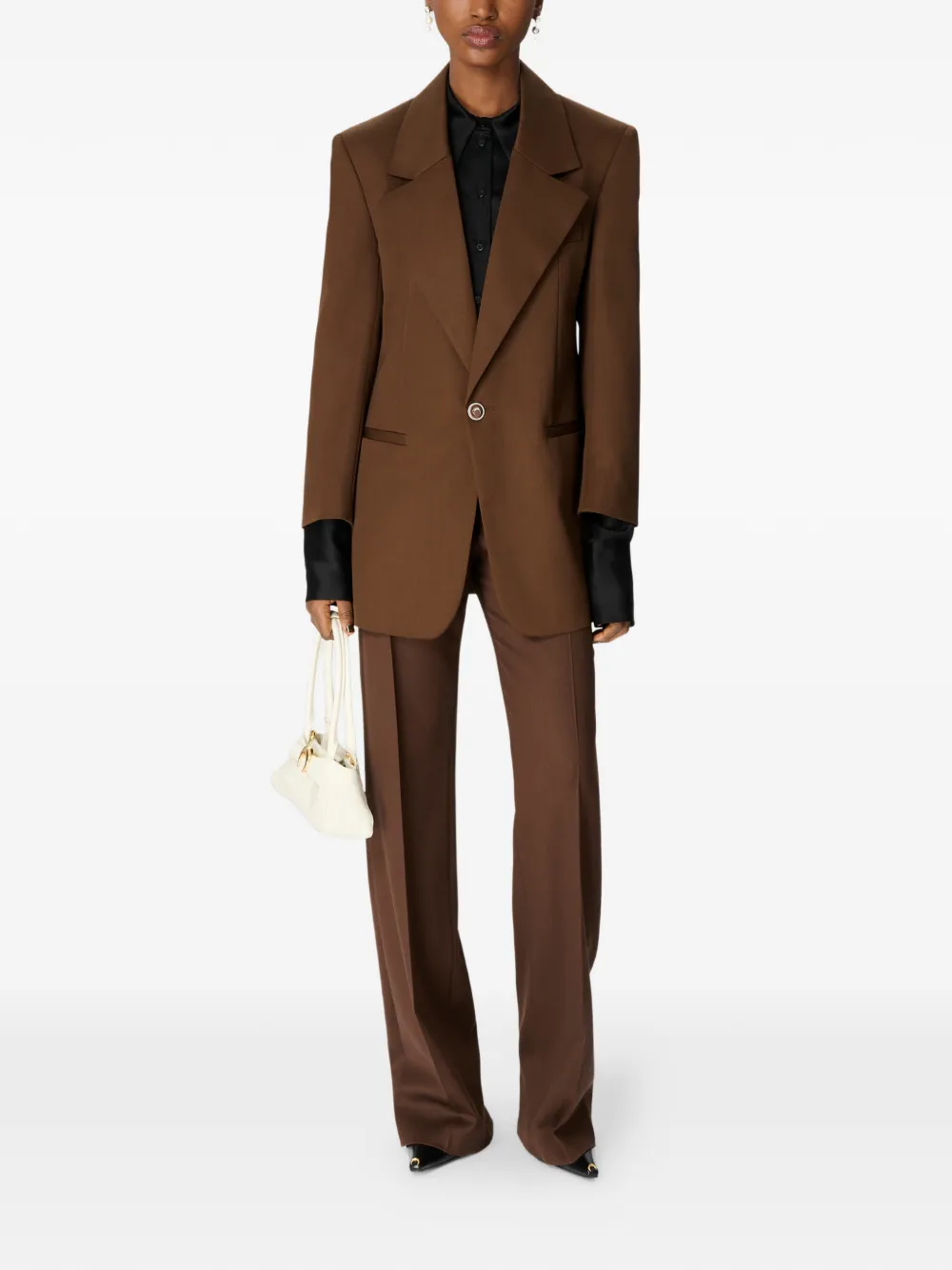 Marine Serre Wool Boxy Blazer In Brown