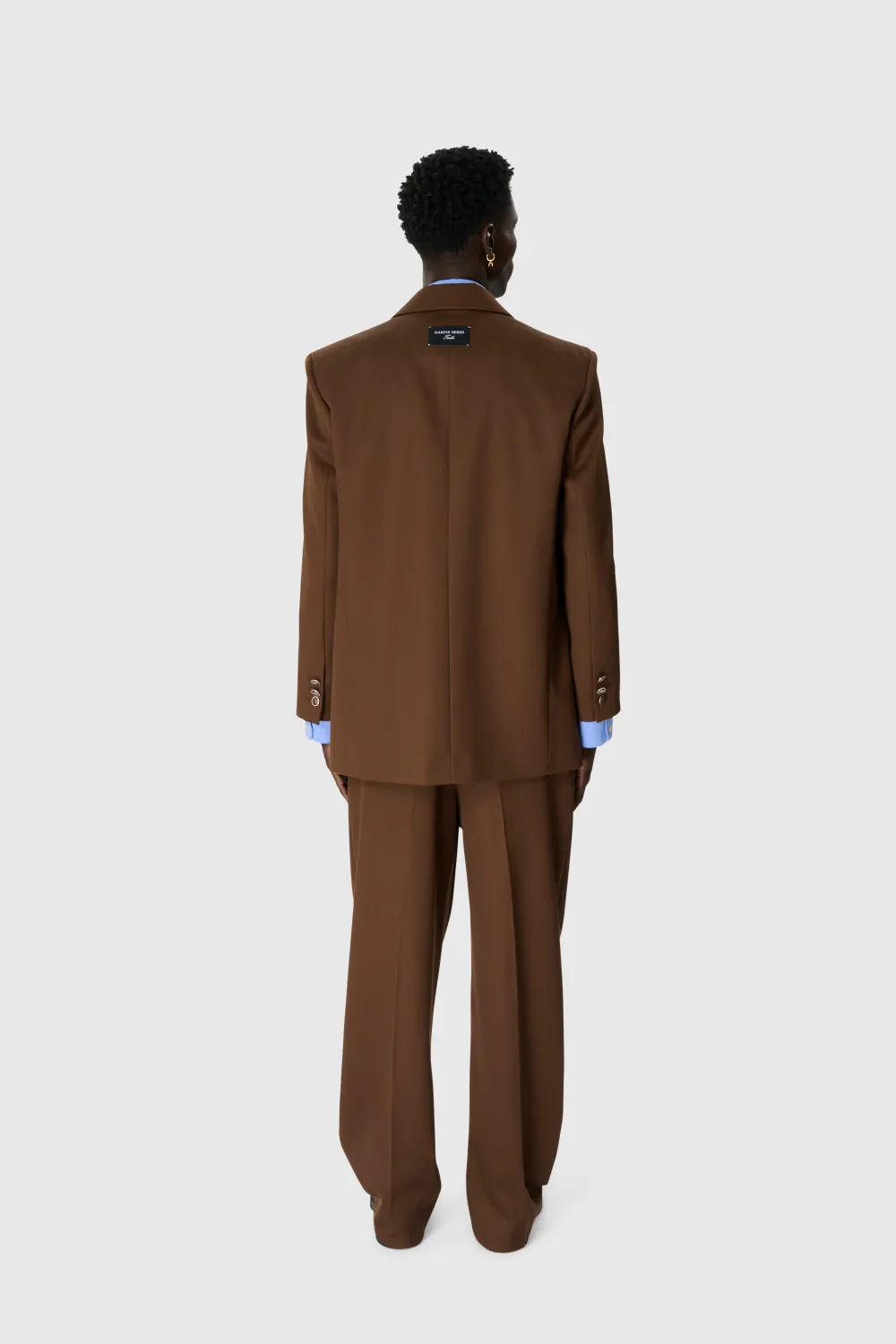 Marine Serre Wool Boxy Blazer In Brown