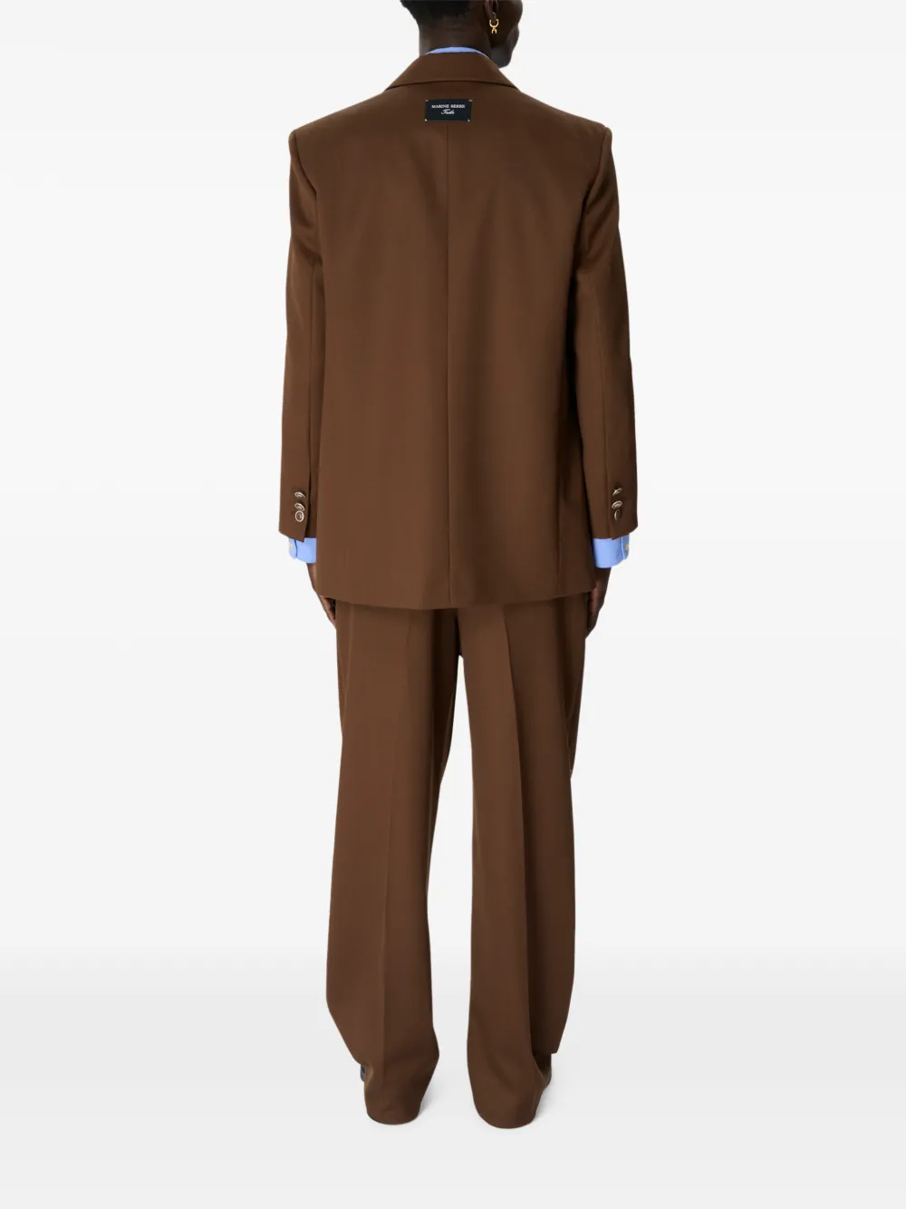 Marine Serre Wollen boxy blazer Bruin