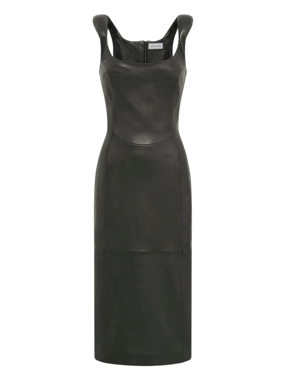 Marine Serre Glossy Moon Leather Midi Dress In Black