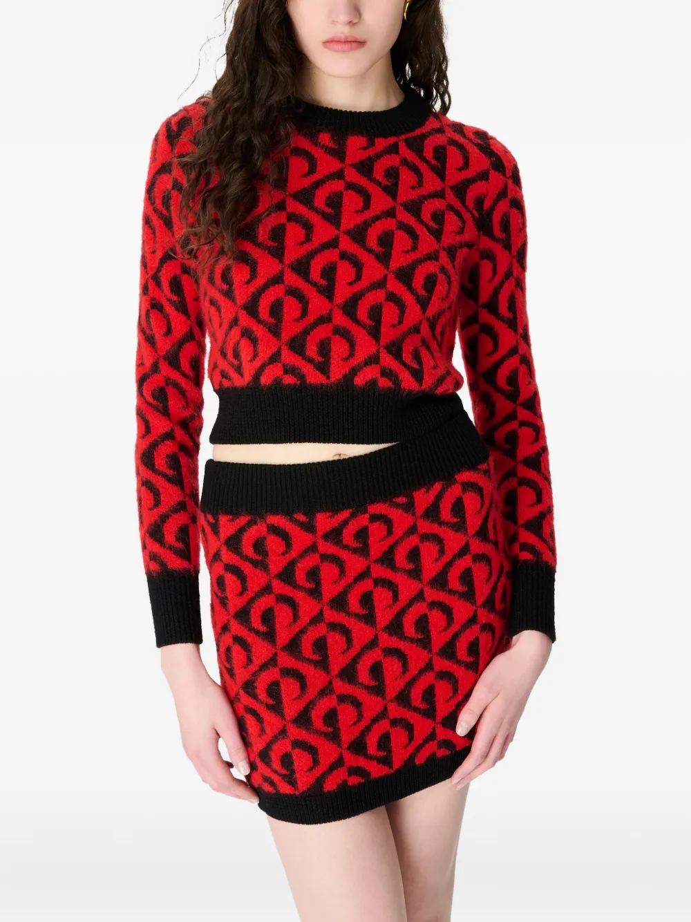 Marine Serre Moon gebreide mini-rok Rood