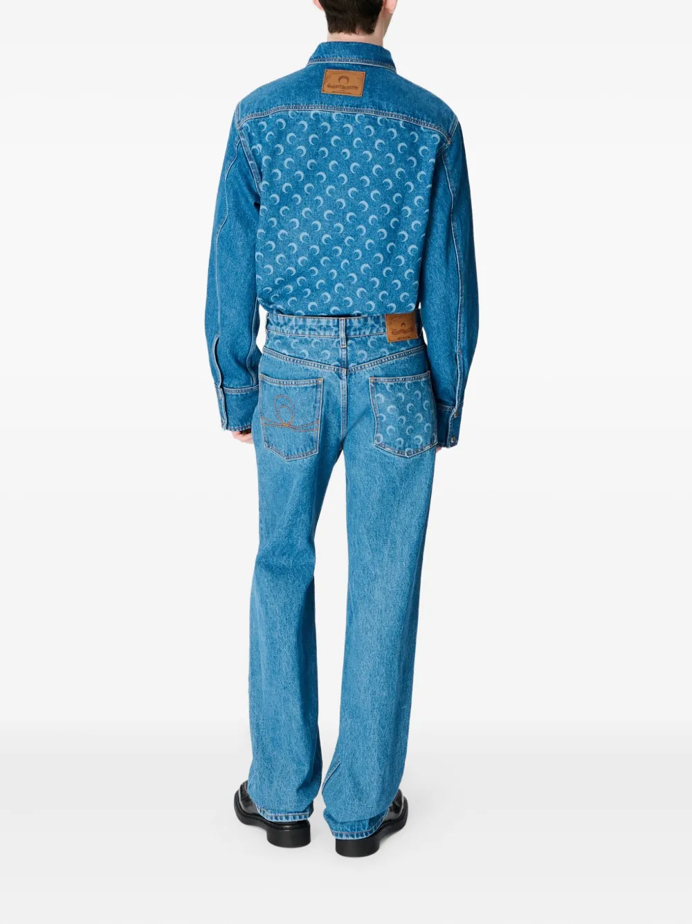 Marine Serre Moon Laser Denim Shirt In Blue
