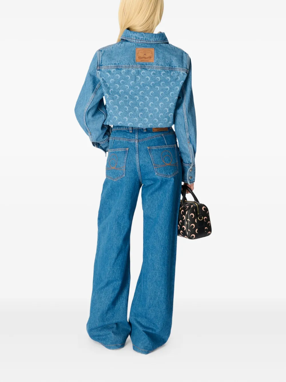 Marine Serre Moon Laser Denim Shirt In Blue