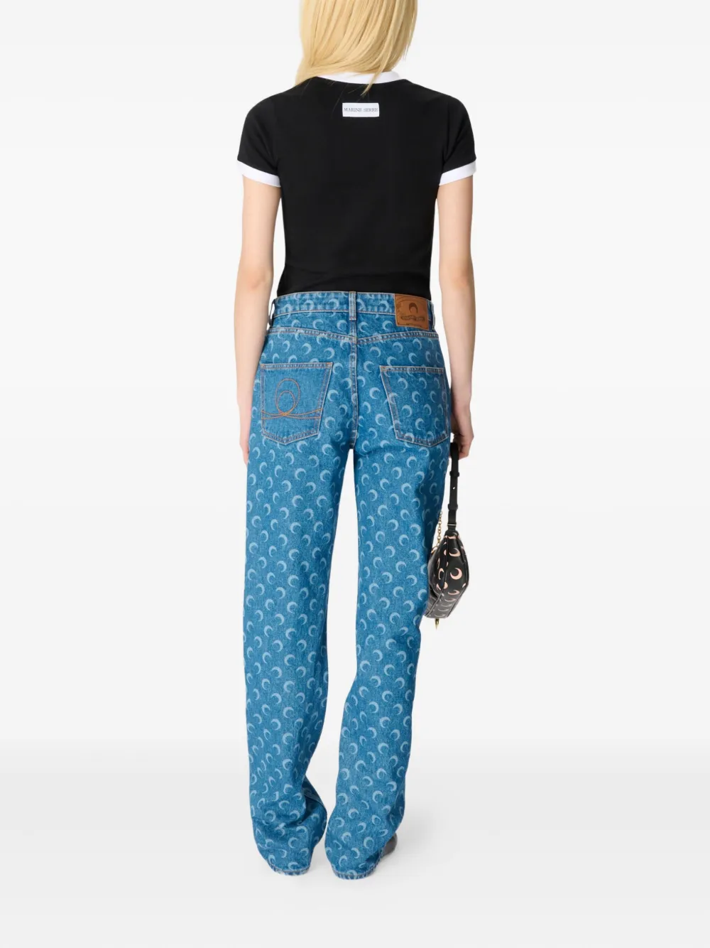 Marine Serre Moon Laser straight jeans - Blauw