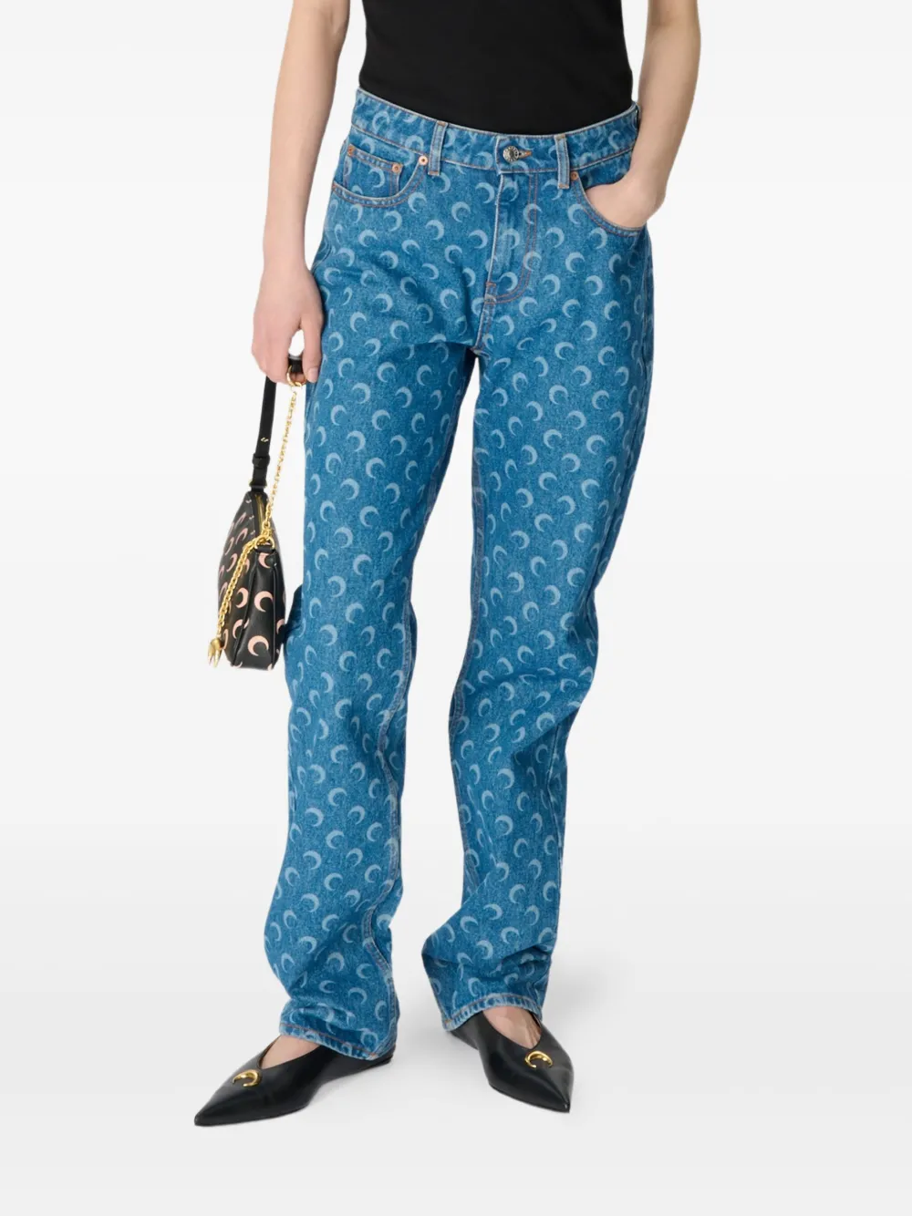 Marine Serre Moon Laser straight jeans | Blue | Image 1