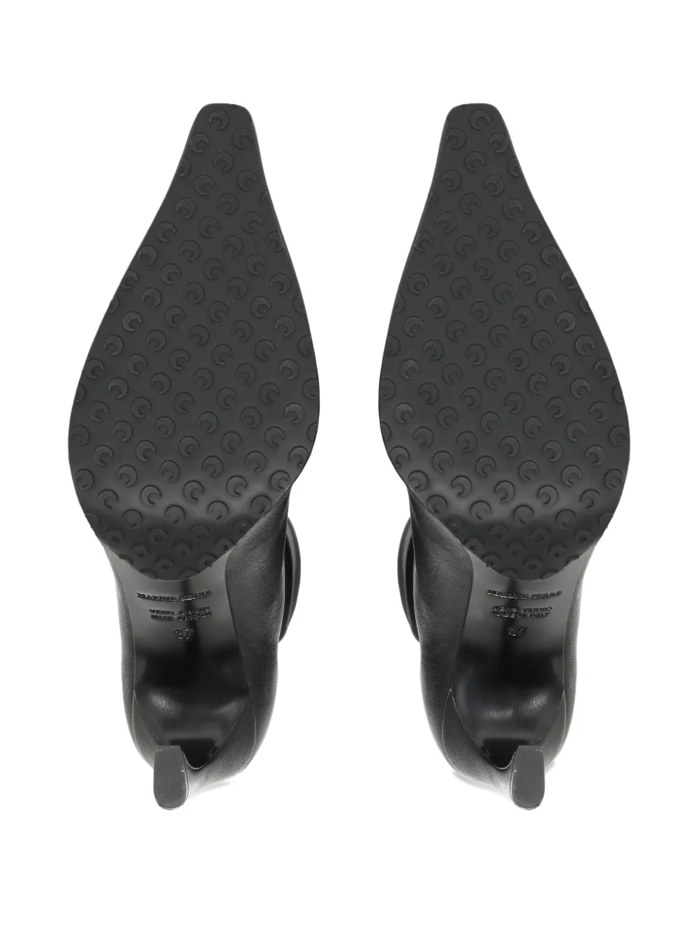 Marine Serre Ms Kiss leren laarzen met gladde afwerking Zwart