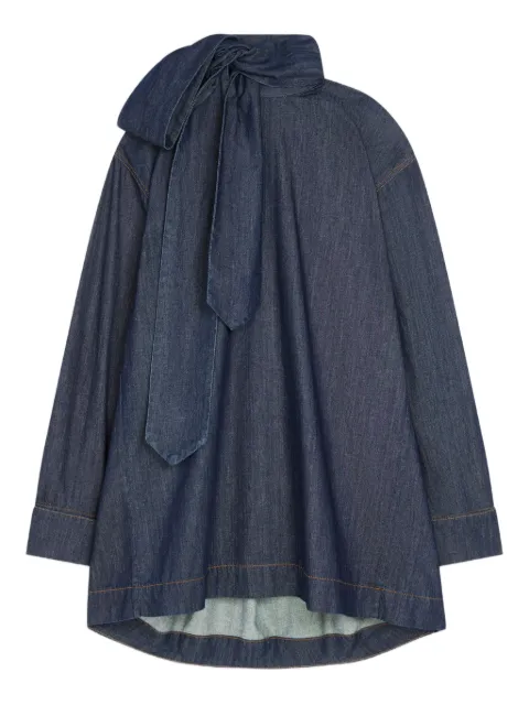 DRIES VAN NOTEN tie-neck denim blouse