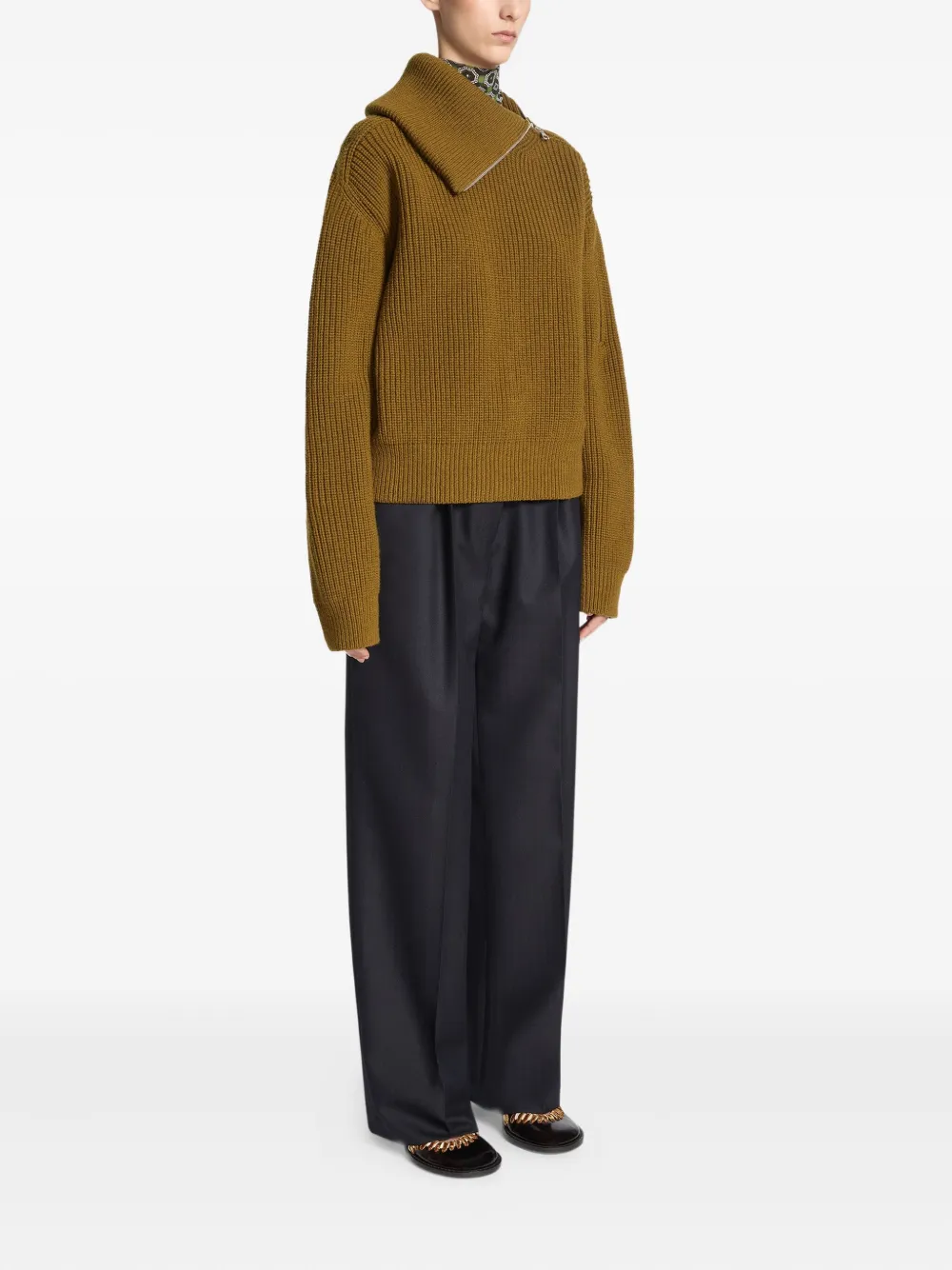 DRIES VAN NOTEN Geplooide wollen broek Blauw
