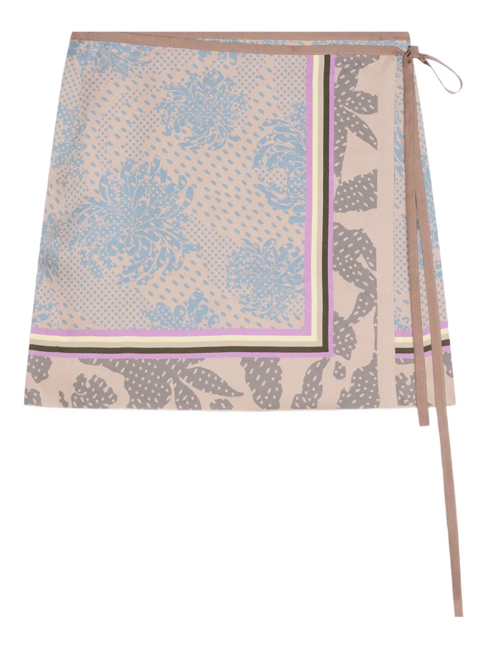 DRIES VAN NOTEN grometric-pattern wrap mini skirt | Neutrals | Image 1