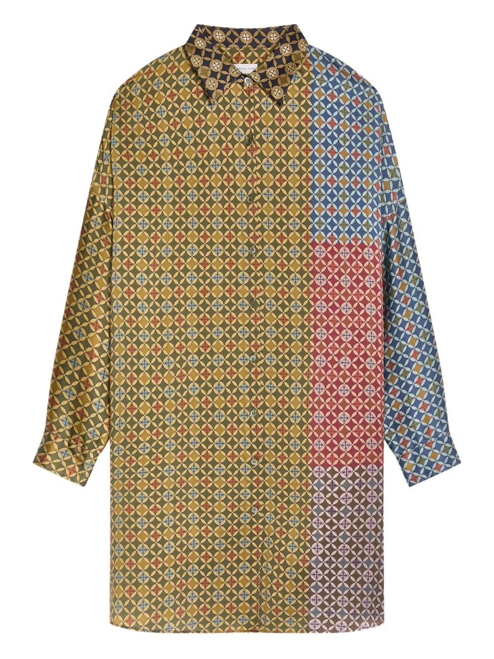 geometric-print shirt dress