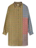 DRIES VAN NOTEN geometric-print shirt dress - Green