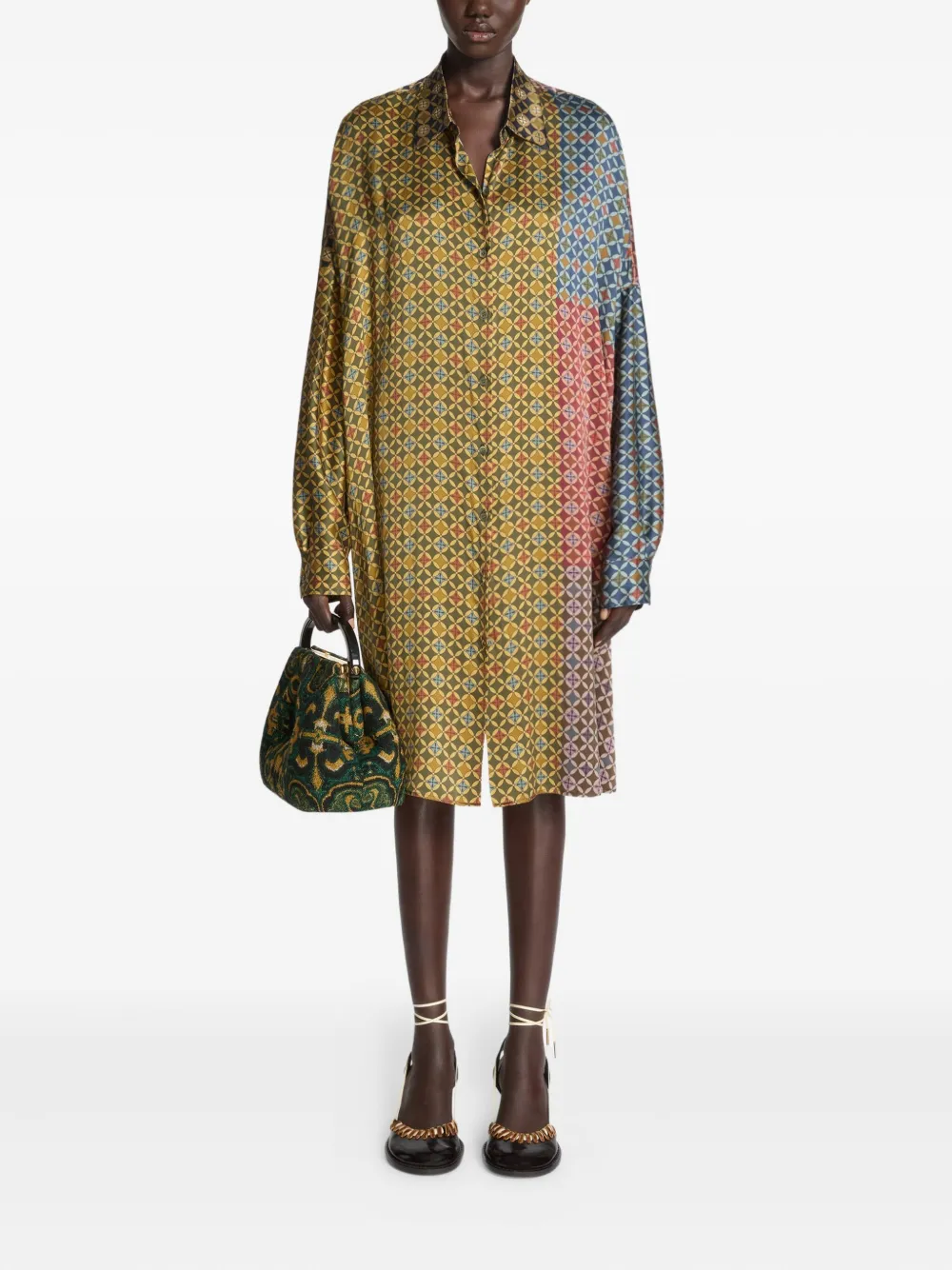 DRIES VAN NOTEN Blousejurk met geometrische print - Groen